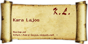 Kara Lajos névjegykártya
